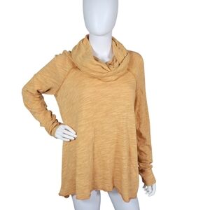 Free People FP Beach Cocoon Cowl Neck Top Two Body M/L Orange Oversized Casual